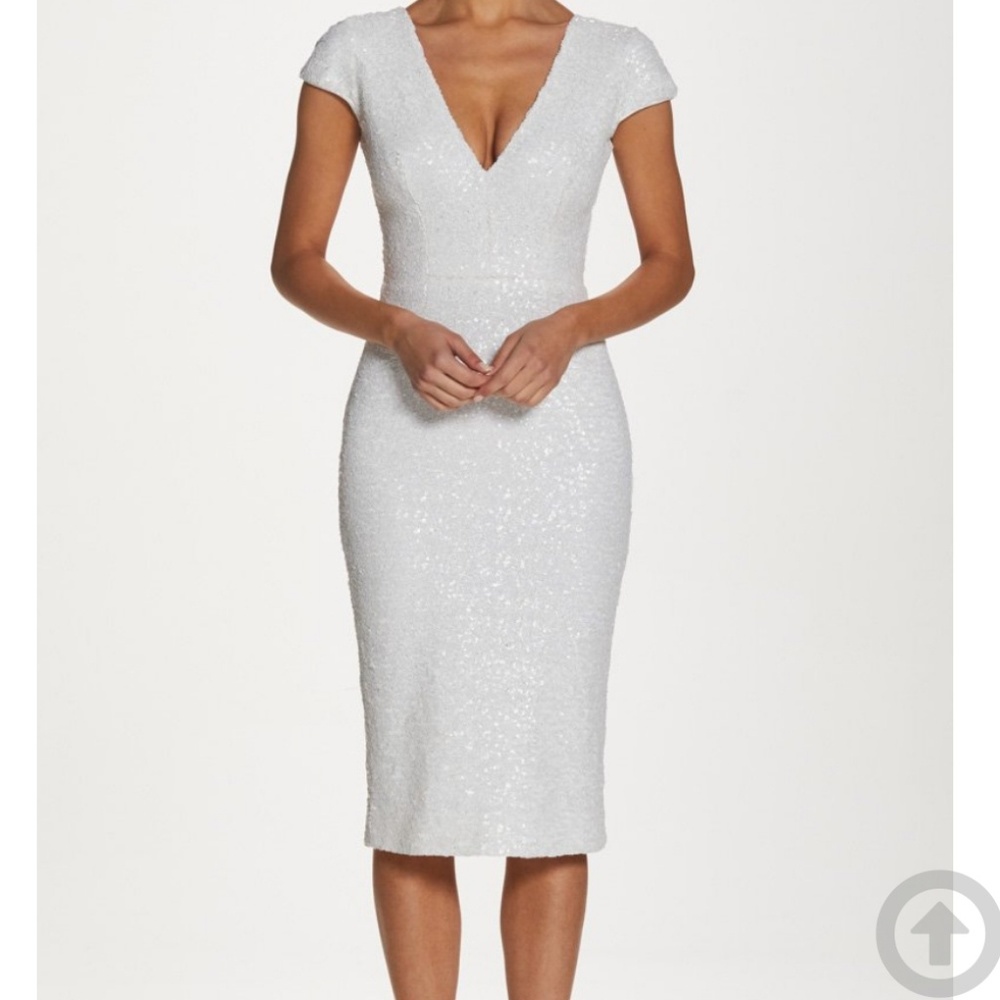 Dress the Population Allison Sequin White Dress